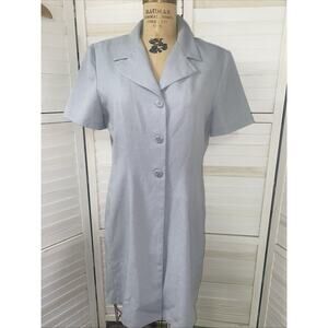 VTG 80s 90s DBY Gray Shirt Dress Women’s Short Sleeve Knee Length Sz 11/12 Large